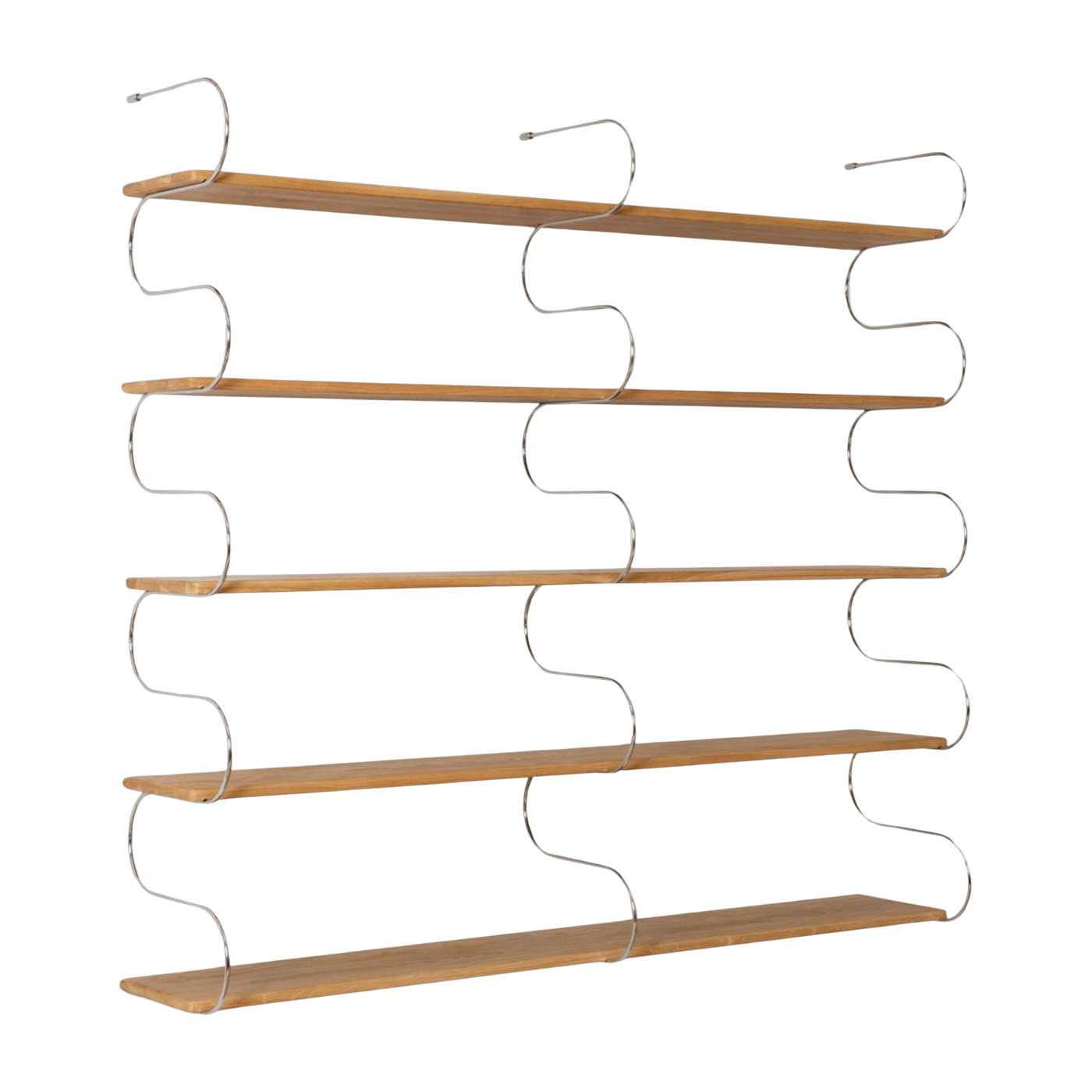 Étagère murale en chêne et métal chromé 160x145cm Onda - Schneid Studio