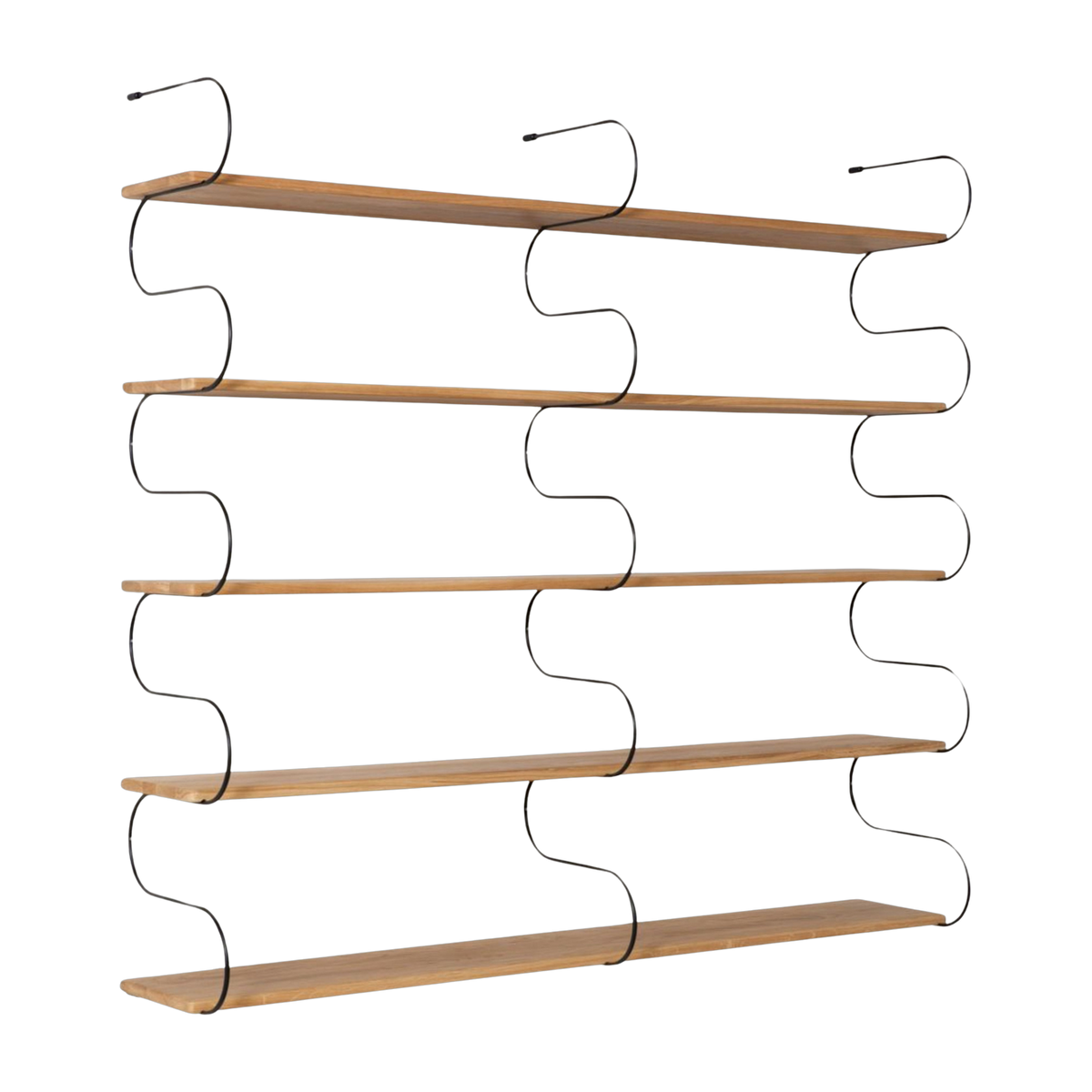 Onda Estantería de pared de roble negro y metal 160x145 cm - Schneid Studio