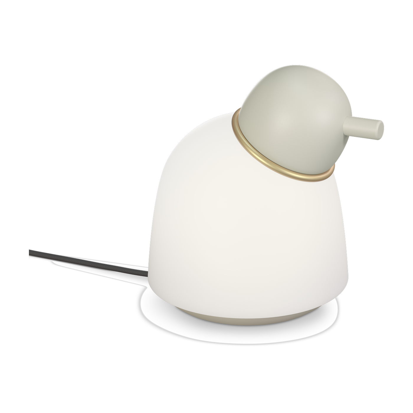 Bird Lampada da tavolo in vetro opalino e metallo sabbia e ottone 21, 5 cm. Belid