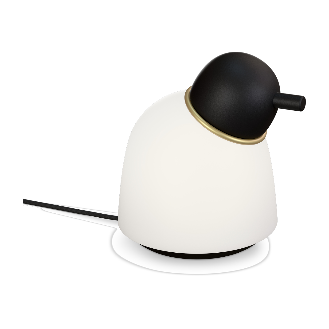 Lampe de table en verre opale et métal noir et laiton 21,5cm Bird - Belid