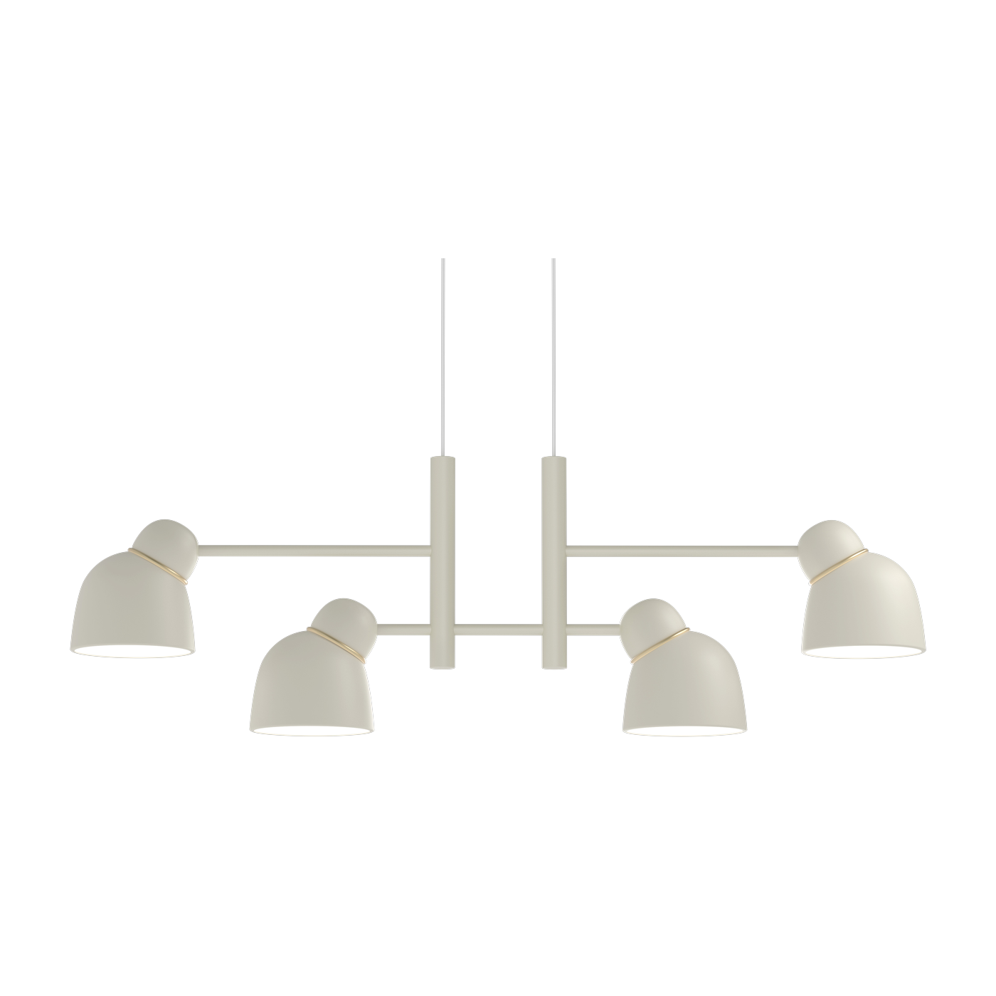 Suspension avec 4 abats-jours sable et laiton 119,3cm Bird linear - Belid