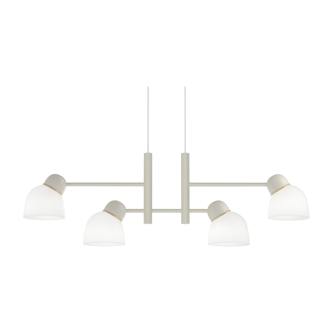 Suspension avec 4 abats-jours en verre opale, sable et laiton 119,3cm Bird linear - Belid