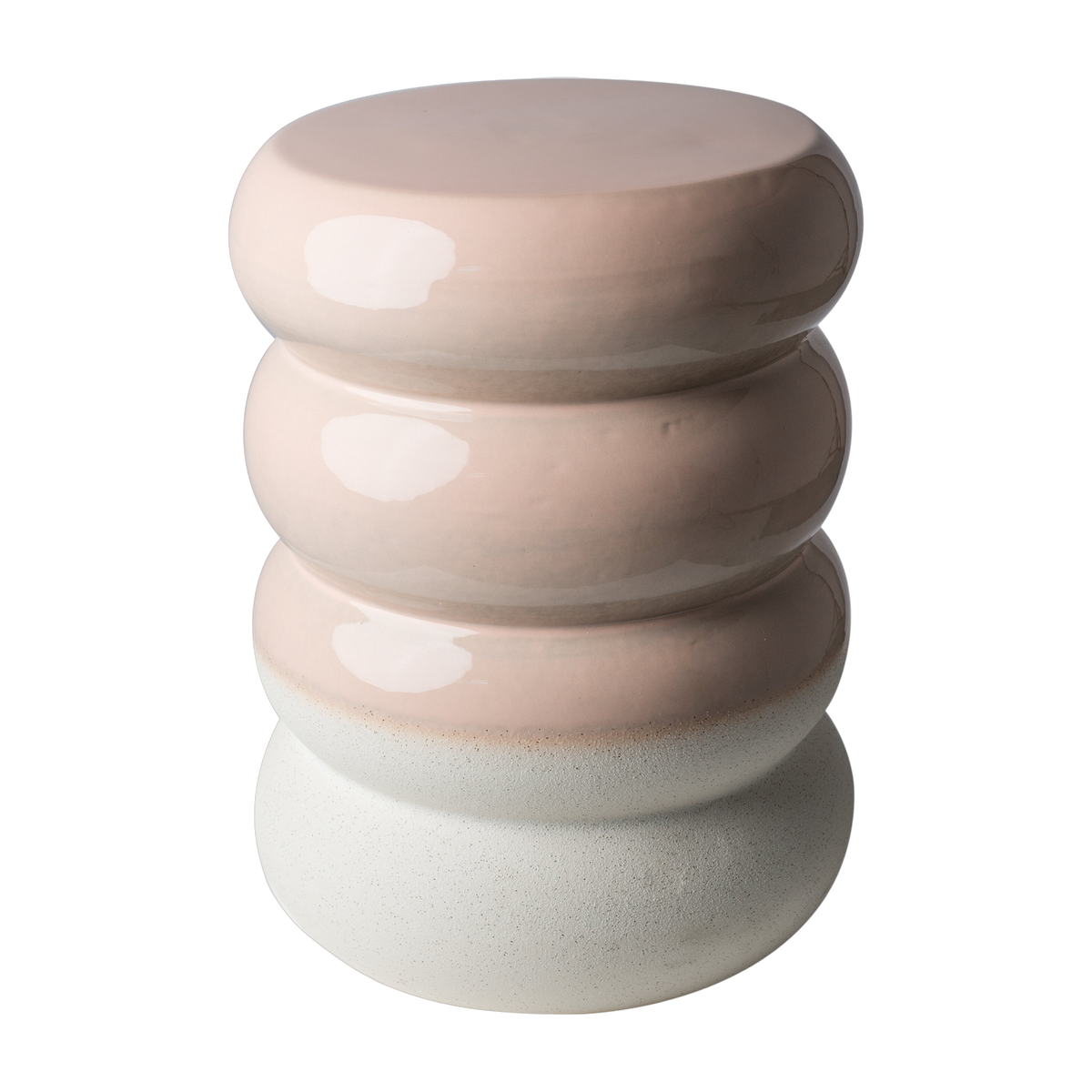 Taburete de cerámica rosa y blanco Chubby - Pols potten