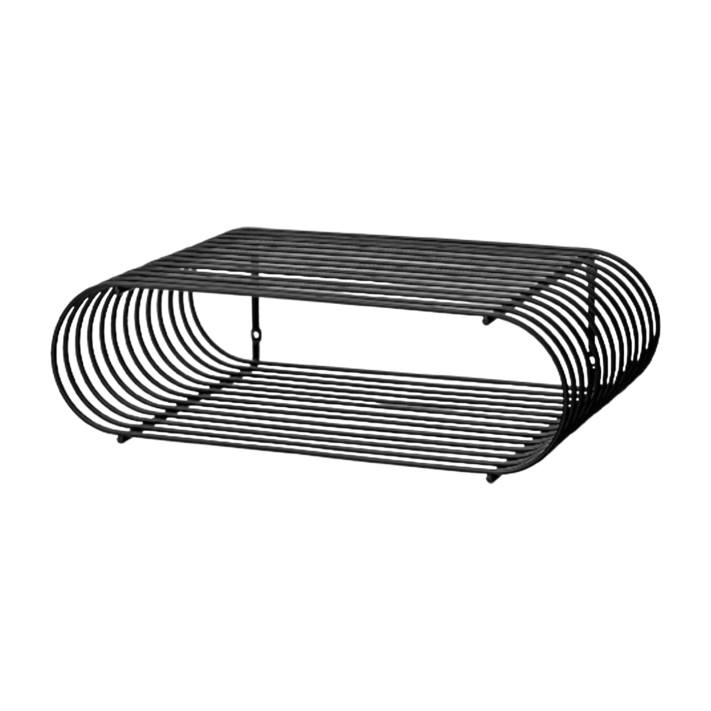Ovales Wandregal aus schwarzem Stahl 40, 4cm Curva -. AYTM