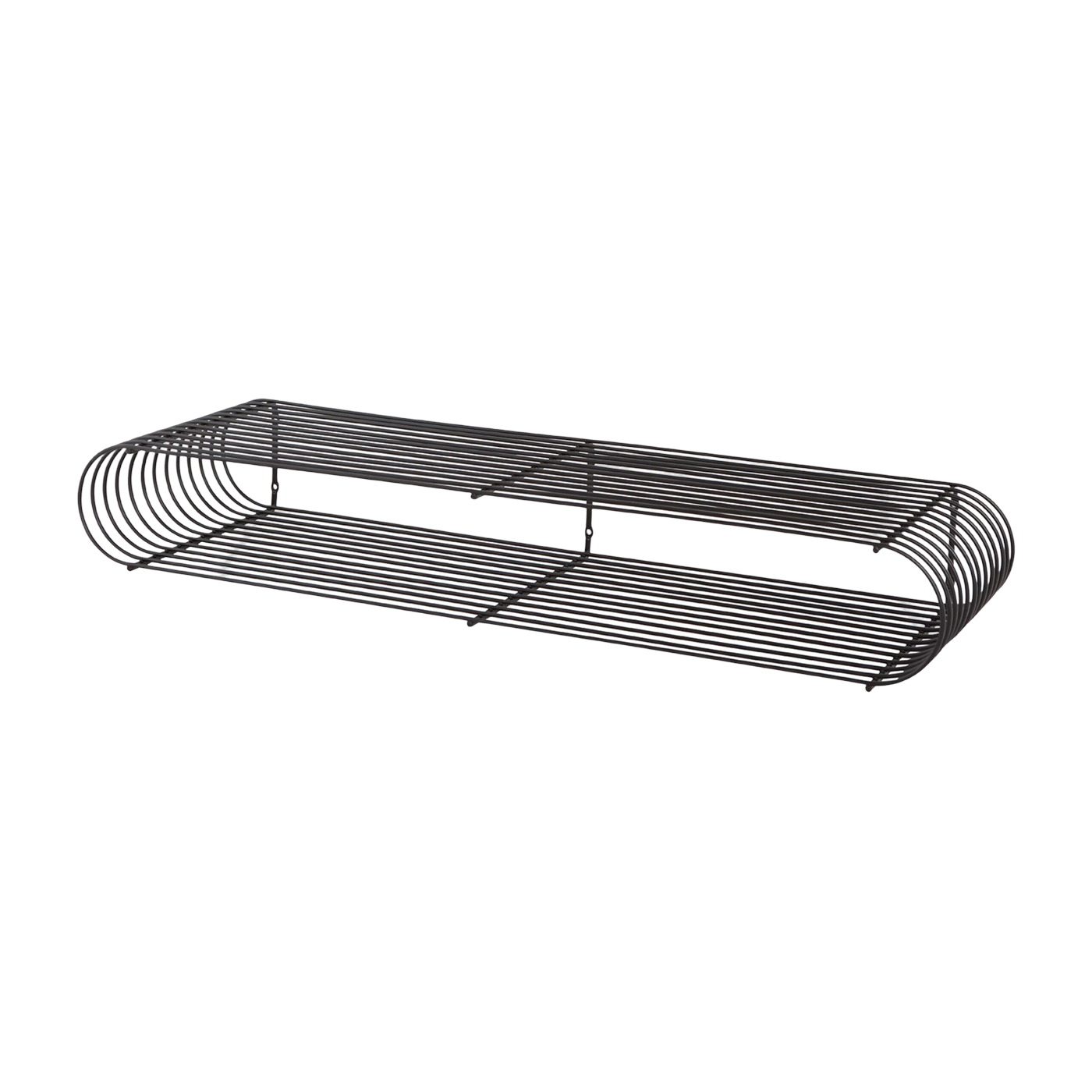 Ovales Wandregal aus schwarzem Stahl 80, 4cm Curva -. AYTM