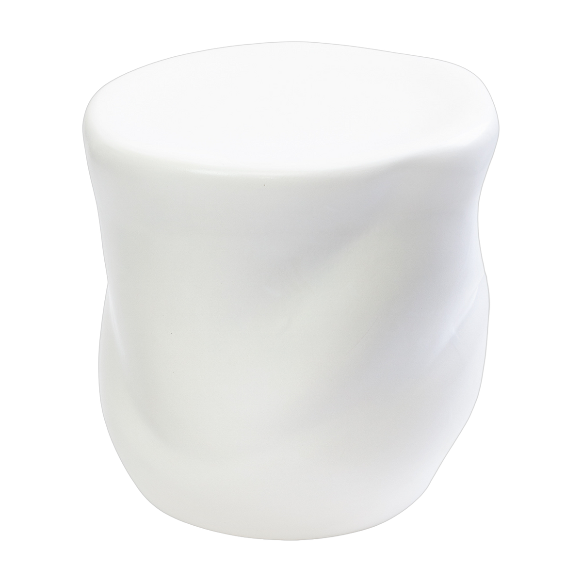 White ceramic organic stool 33cm Canova - Moustache