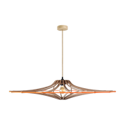 Hängeleuchte Design Holz und Orange 90cm Leinenkabel SINGING BRUT - RIF