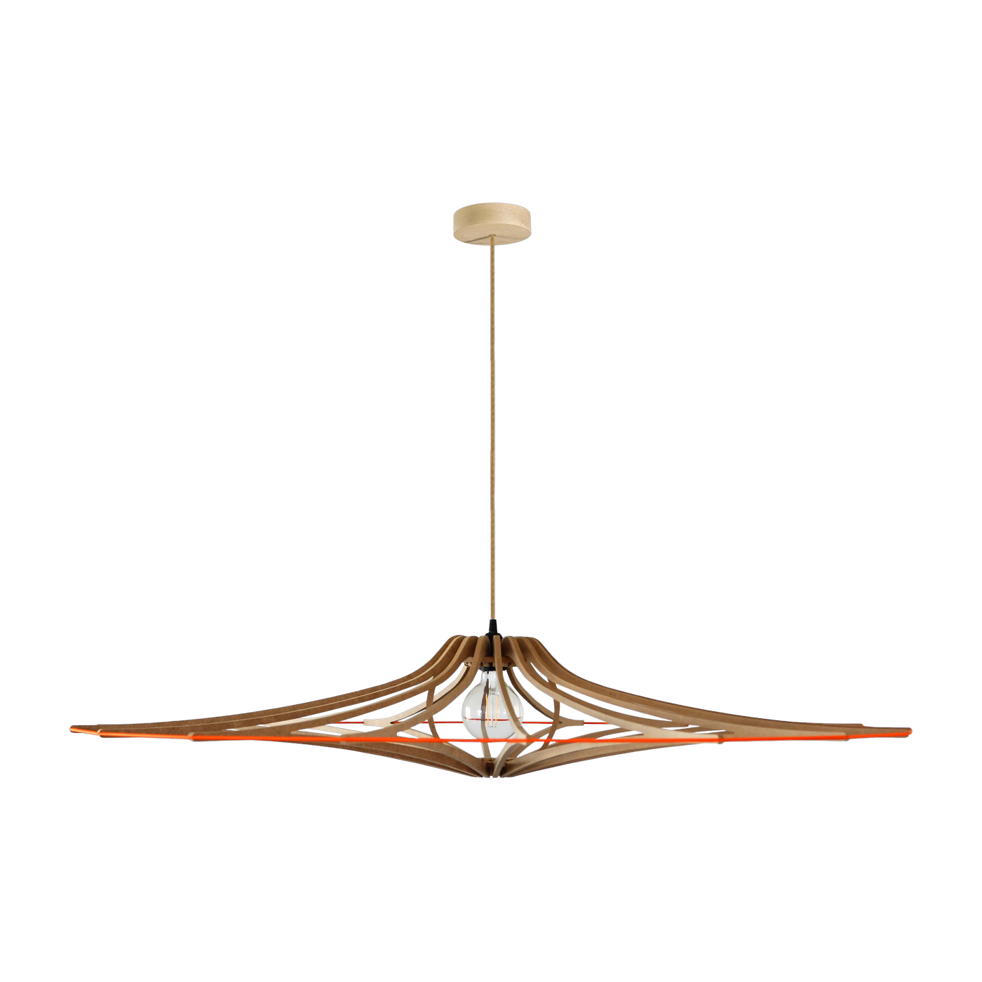 معلق تصميم خشب وبرتقالي 124 سم كابل كتان SINGING BRUT - RIF