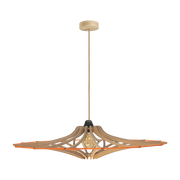 Hanging lamp Design wood and orange 65cm linen cable SINGING BRUT - RIF
