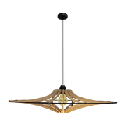 Hängeleuchte Design Holz und Schwarz 65cm Baumwollkabel SINGING BRUT - RIF
