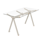 Mesa de comedor de cristal con andamiaje de perlas 140cm Clavex - Maximum