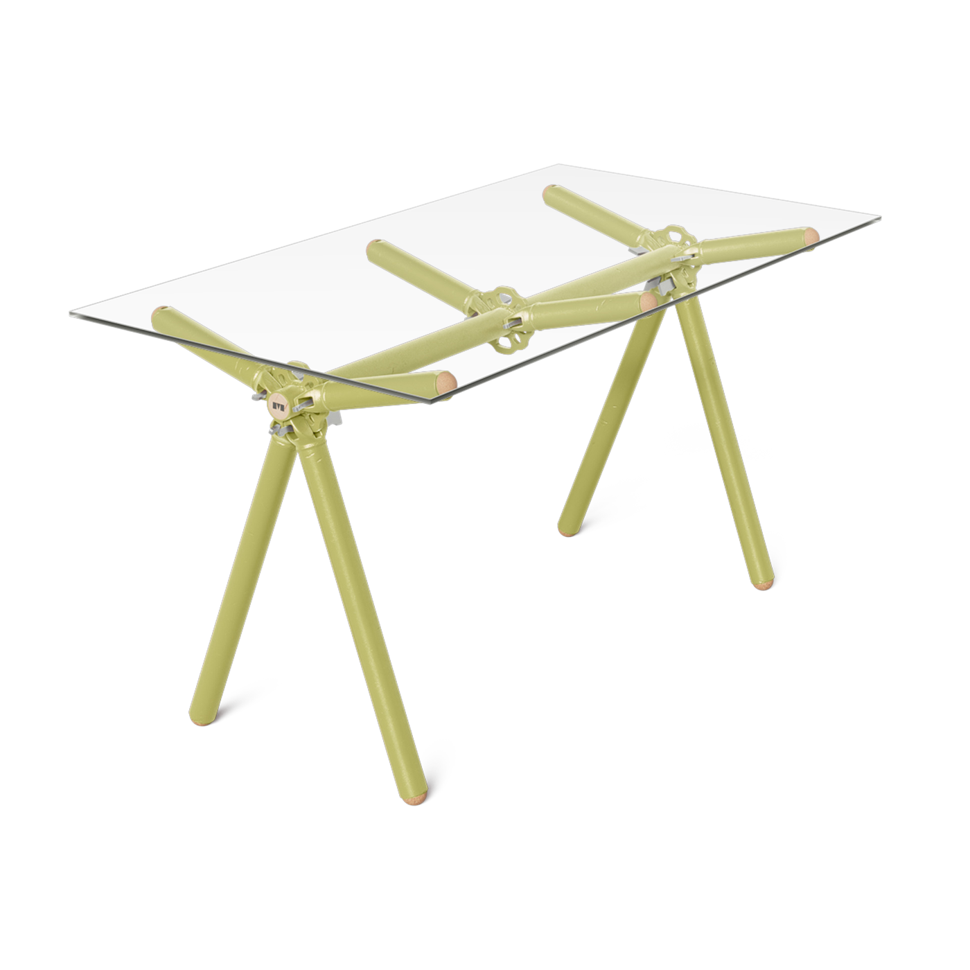 Table à manger en verre et structure en échafaudage anis 140cm Clavex - Maximum
