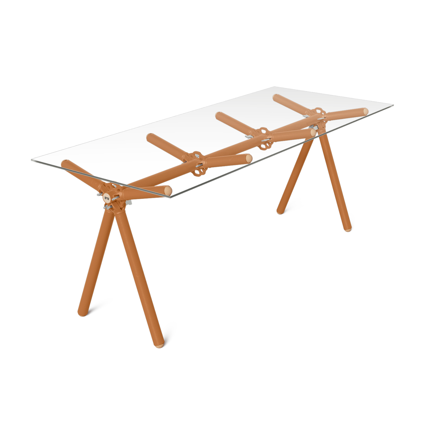 Table à manger en verre et structure en échafaudage rouille 200cm Clavex - Maximum