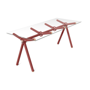 Table à manger en verre et structure en échafaudage rouge 200cm Clavex - Maximum