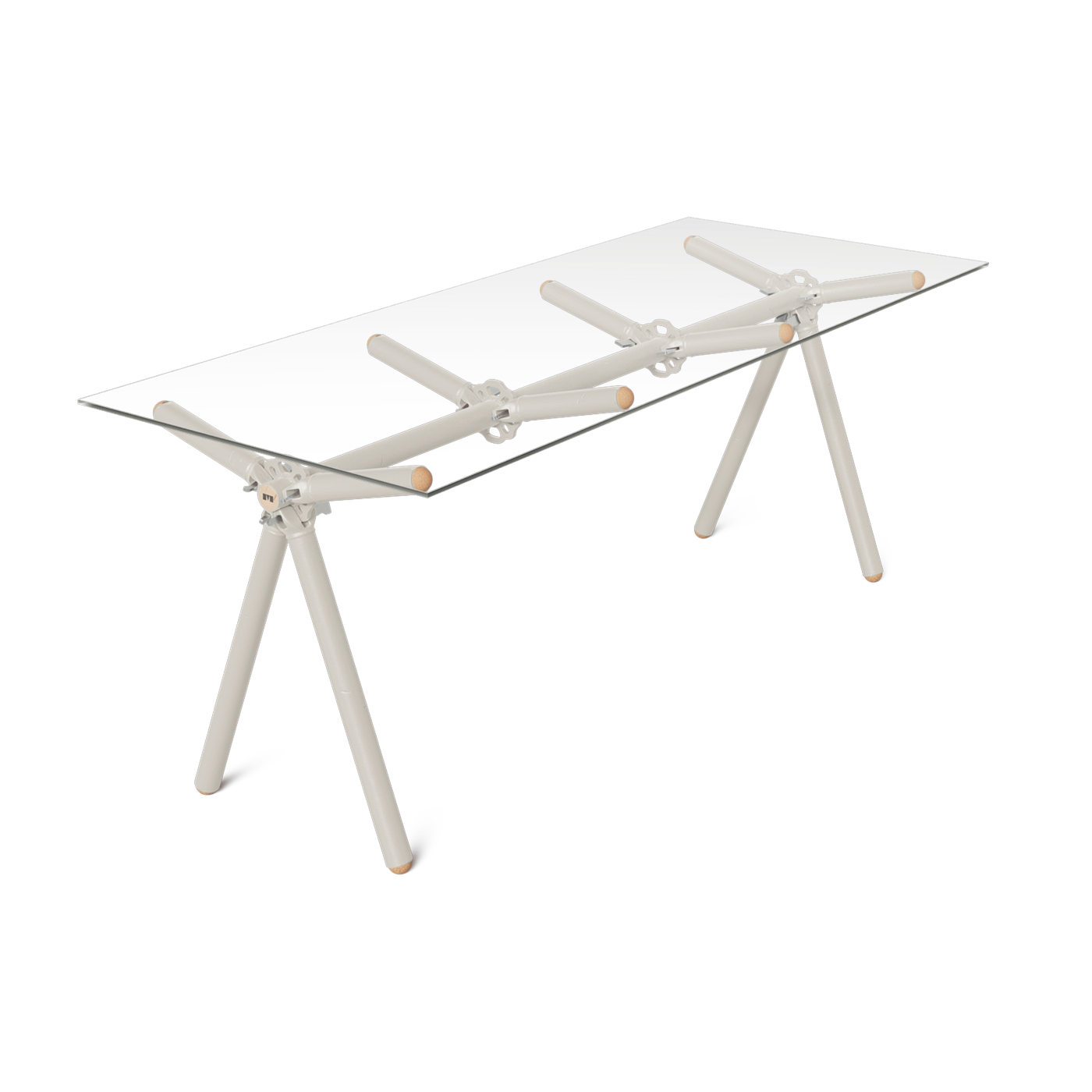 Table à manger en verre et structure en échafaudage perle 200cm Clavex - Maximum