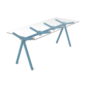 Glass dining table with blue scaffolding 200cm Clavex - Maximum