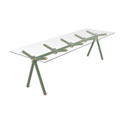 Glass dining table with khaki scaffolding 250cm Clavex - Maximum