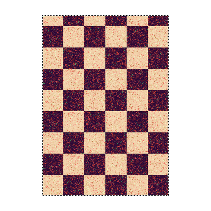 Tapis en vinyle prune 200x140cm Damier - Edito