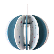 ronde Alpha Lampada a sospensione in plastica riciclata bianca e legno colorato blu 29 cm Zulu - RIF