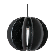 Hanging lamp ronde in black recycled plastic and black colored wood 29cm Alpha Zulu - RIF