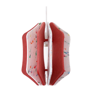 Square hanging lamp in white recycled plastic and red colored wood 23x29cm Alpha Zulu - RIF