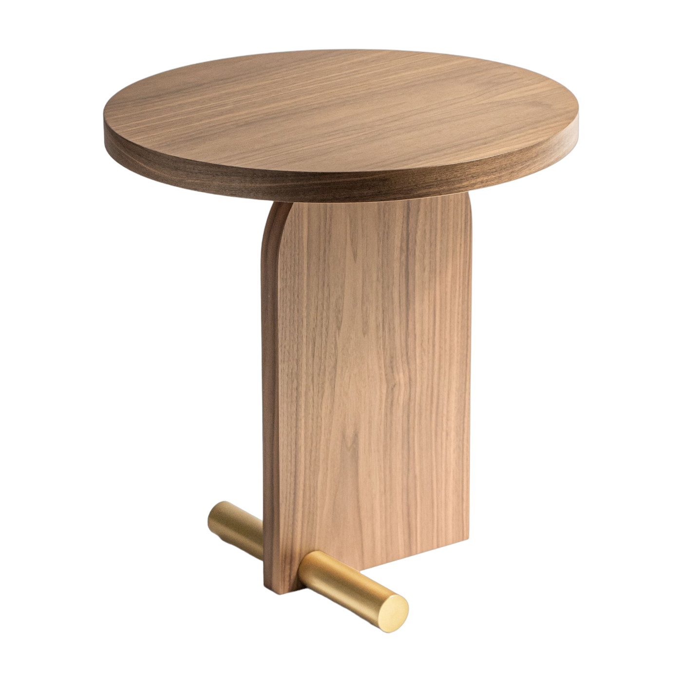 Side table in walnut and gold detail 50cm Nova 1 - Nomon