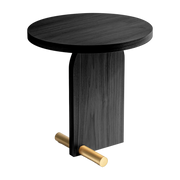 Table d'appoint en frêne noir et détail doré 50cm Nova 1 - Nomon