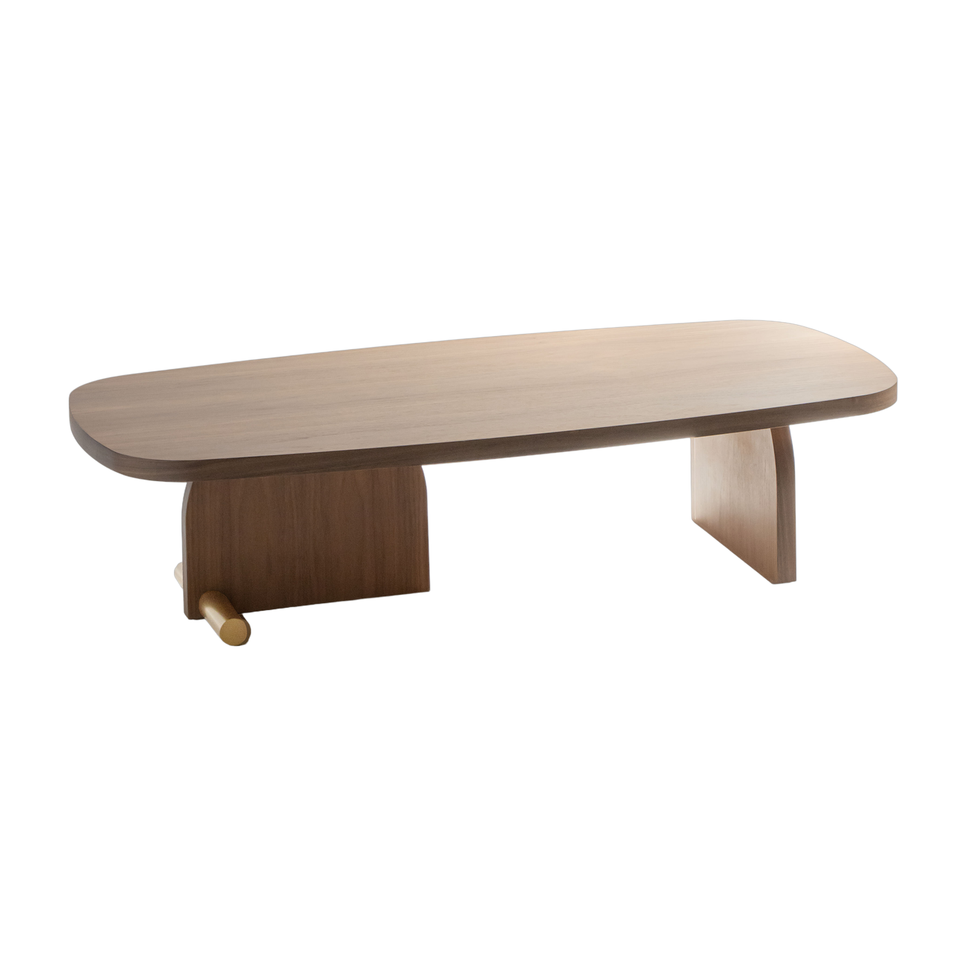 Mesa de centro Nova 3, nogal y detalle dorado 120x60cm - Nomon