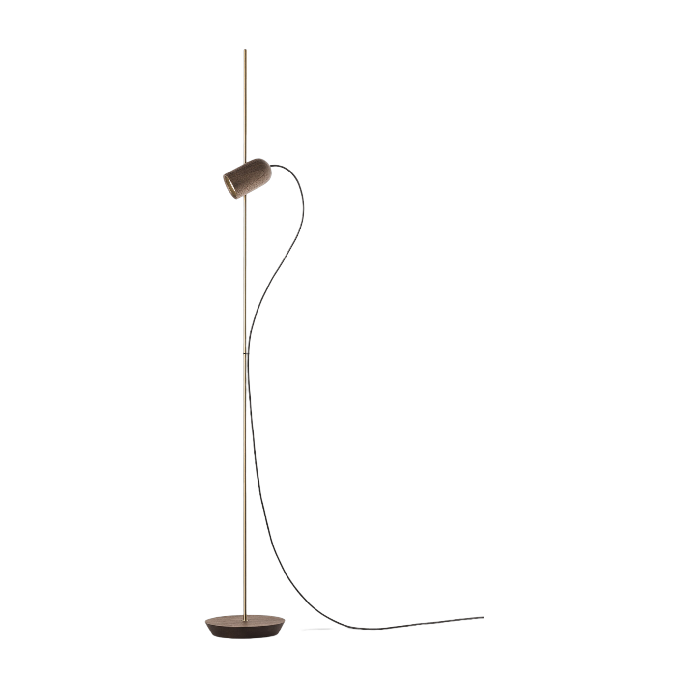 Lampadaire en noyer et détail doré 136cm Onfa - Nomon