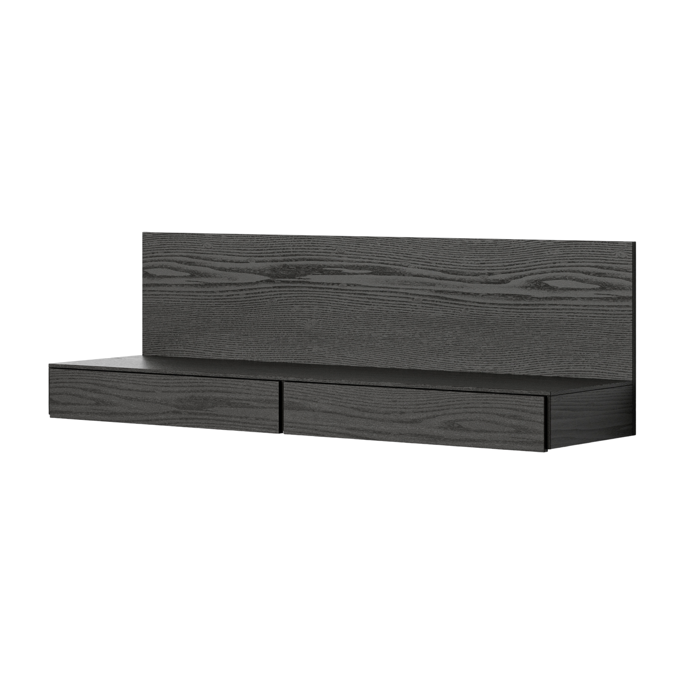 Bureau rechteckige Wand mit Schubladen aus schwarz gebeizter Esche 130cm Tana - - New Works