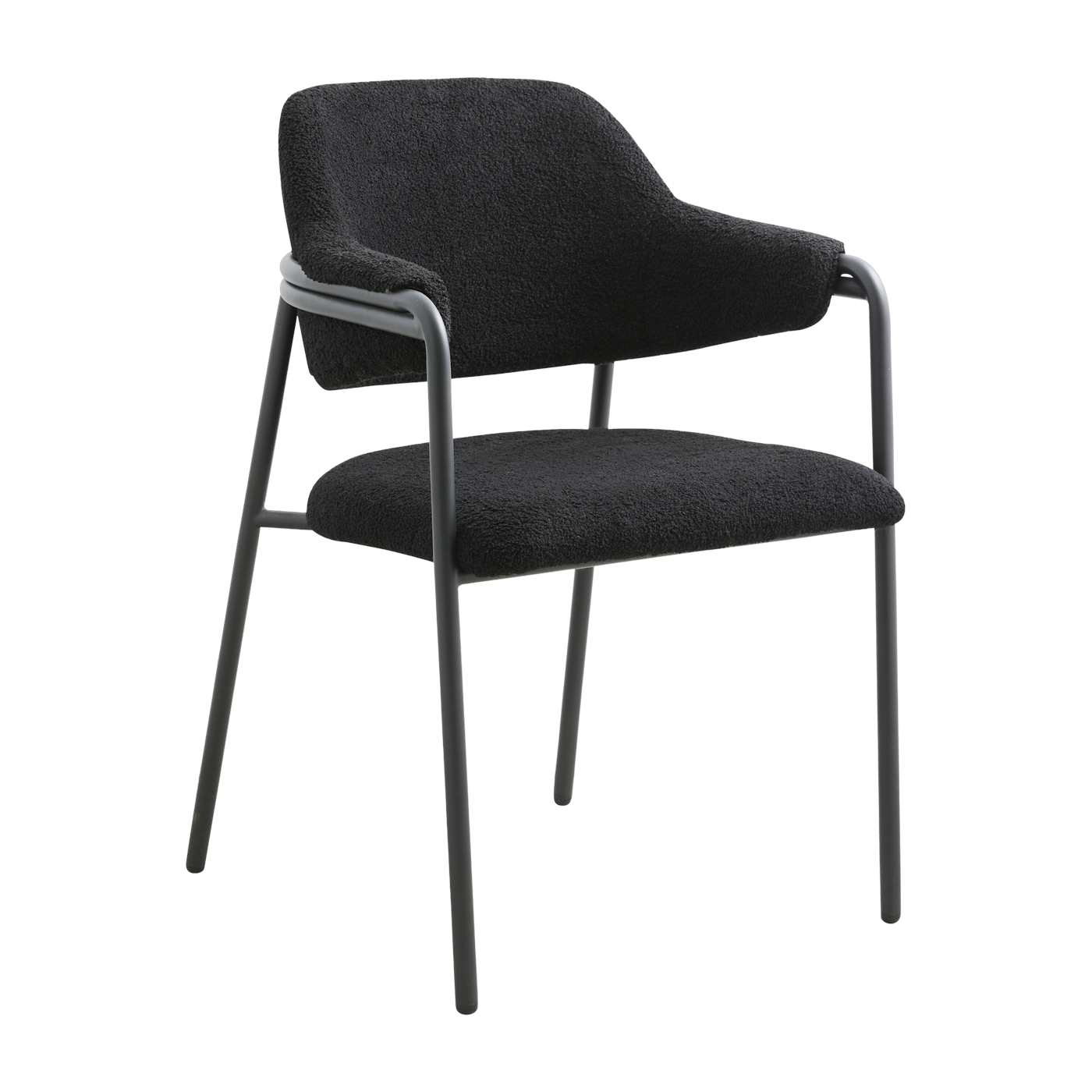 Sedia con braccioli in acciaio e tessuto nero 56x84cm Albert - Nordal