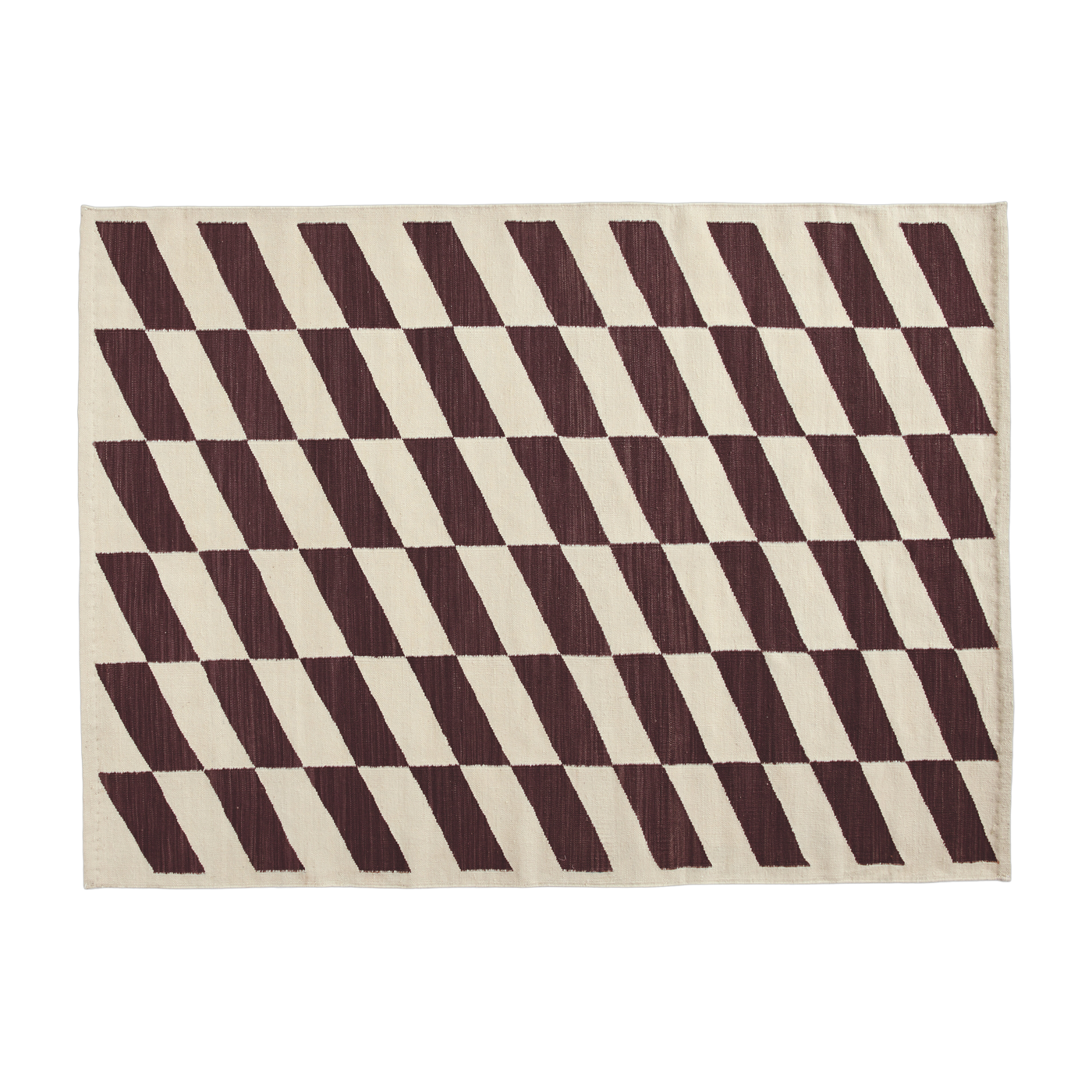 Tappeto rettangolare a scacchiera in lana kelim bordeaux 200x140cm Shift - Hay
