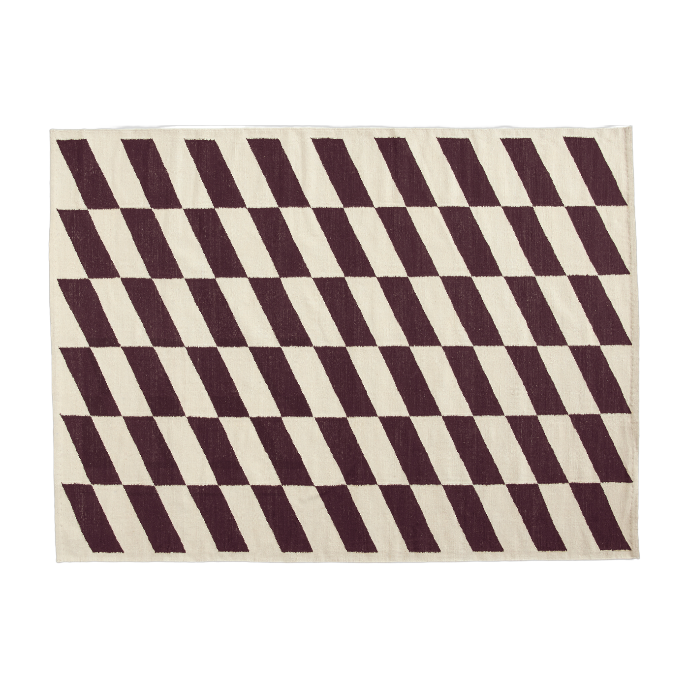 Tappeto rettangolare a scacchiera bordeaux in lana kelim 240x170cm Shift - Hay