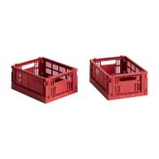 2 red recycled plastic baskets 13x17x8cm Colour Crate - Hay