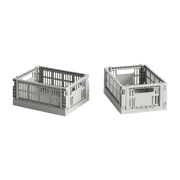 2 recycled plastic baskets gris clair 13x17x8cm Colour Crate - Hay