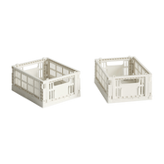 2 paniers en plastique recyclé blanc cassé 13x17x8cm Colour Crate - Hay