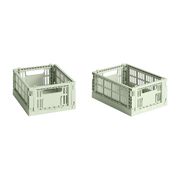 Colour Crate 2 cestini di plastica riciclata verde menta 13x17x8cm - Hay
