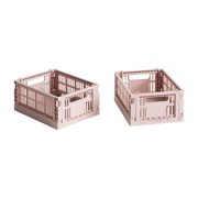 Colour Crate 2 cestas de plástico reciclado rosa rubor 13x17x8cm - Hay