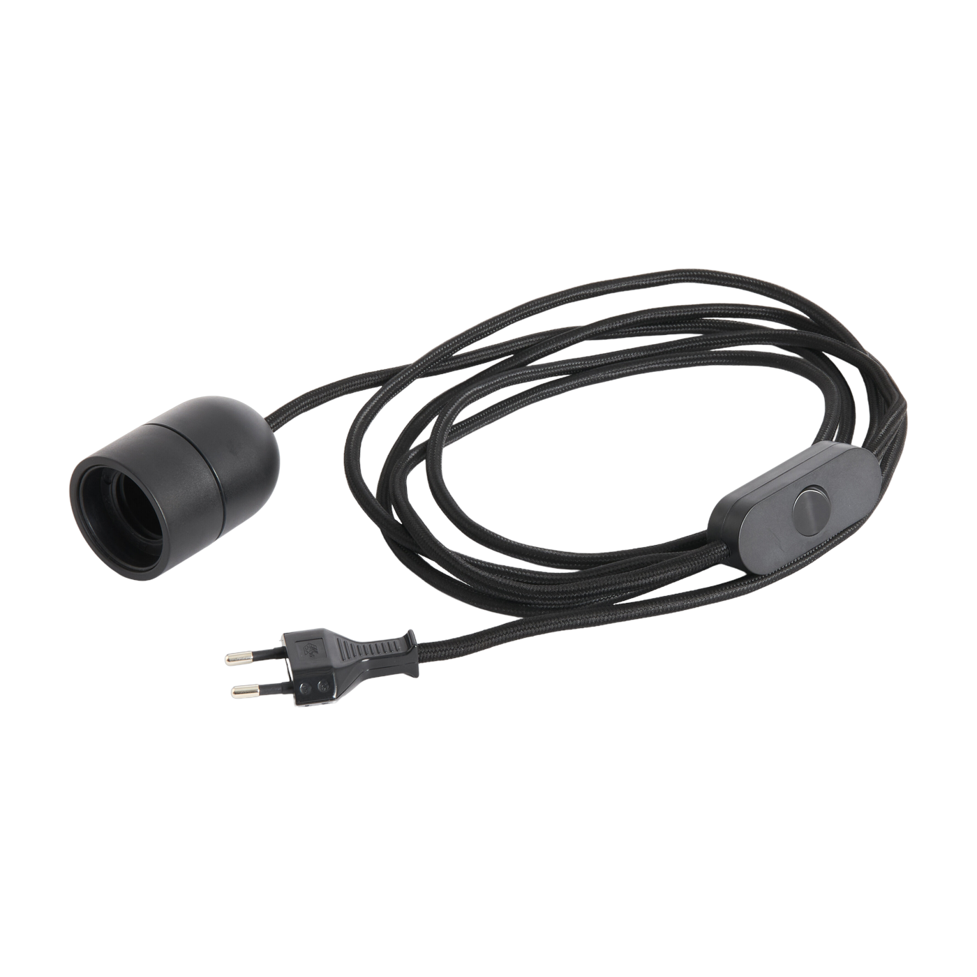 Soft black fabric cable with switch 240cm Common Cord Set - Hay