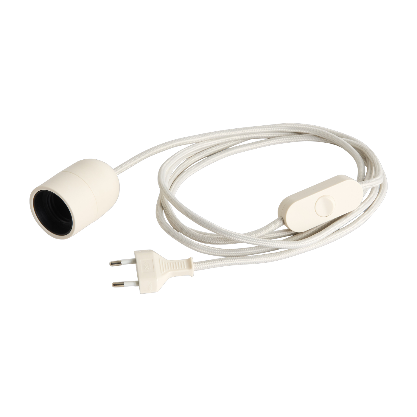 Clay white fabric cord with switch 240cm Common Cord Set - Hay