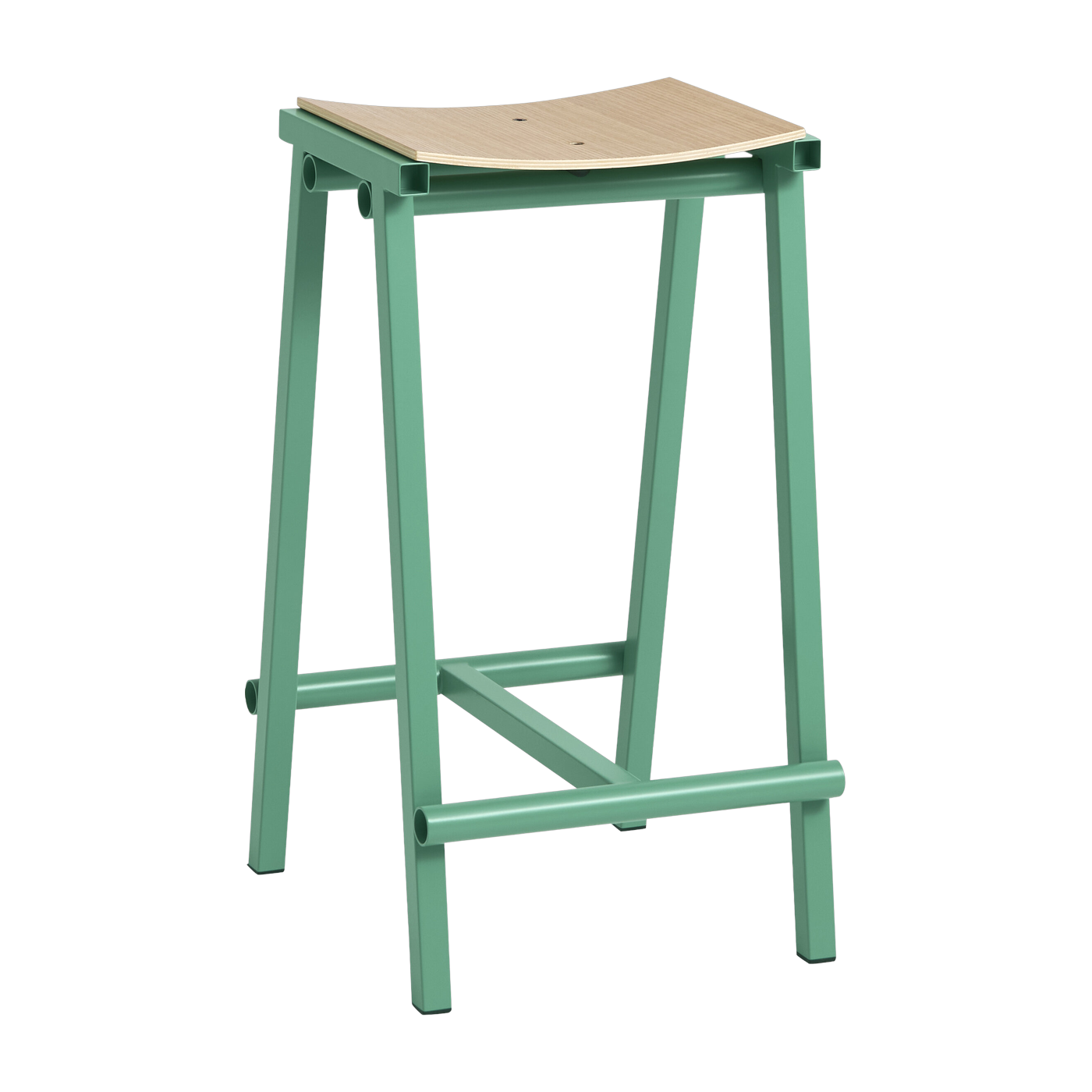 Barhocker aus Eichenholz und grünem Stahl jade 65cm Tabourete 8 -. Hay