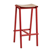 Barhocker aus Eichenholz und signalrotem Stahl 75cm Tabourete 8 -. Hay