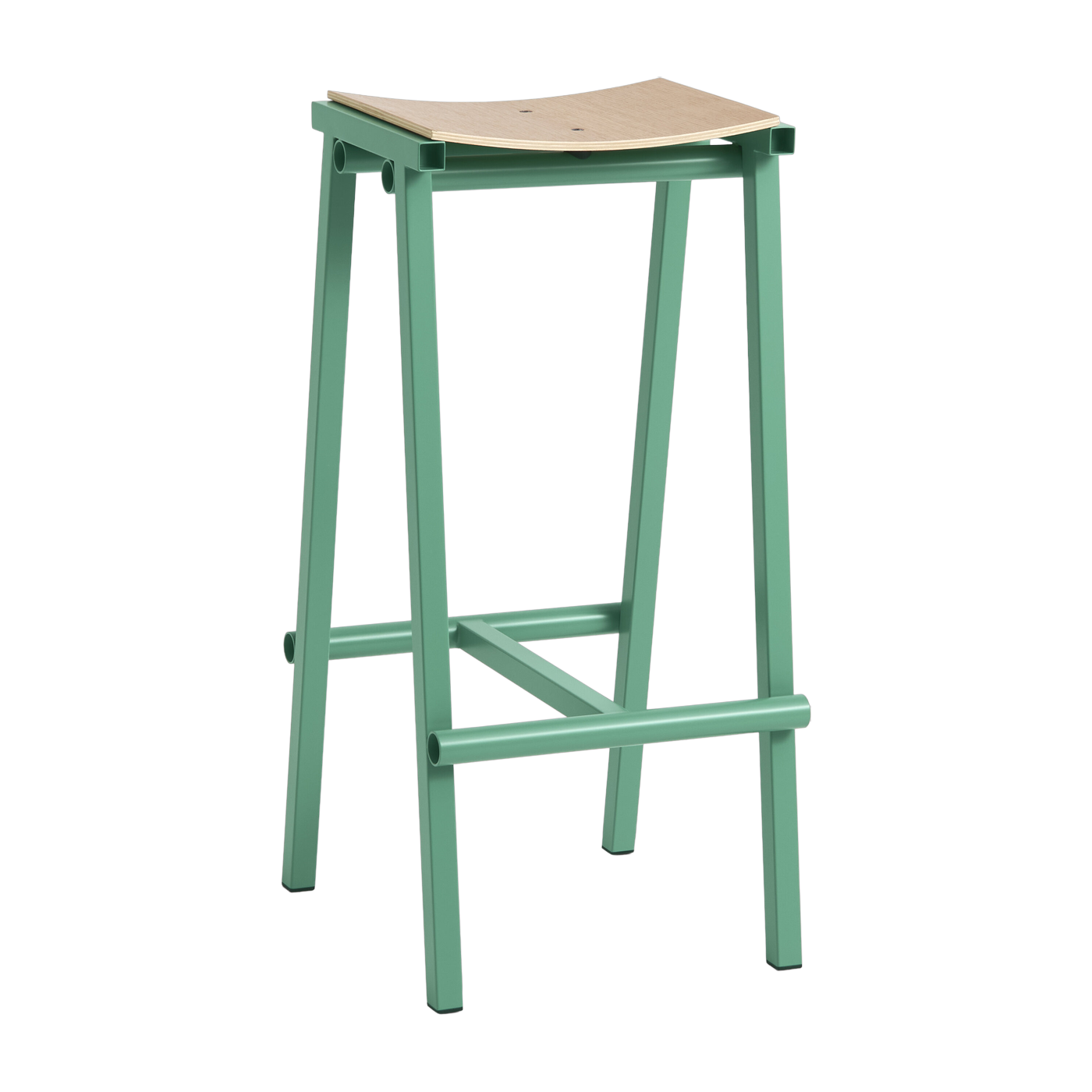 Barhocker aus Eichenholz und grünem Stahl jade 75cm Tabourete 8 -. Hay