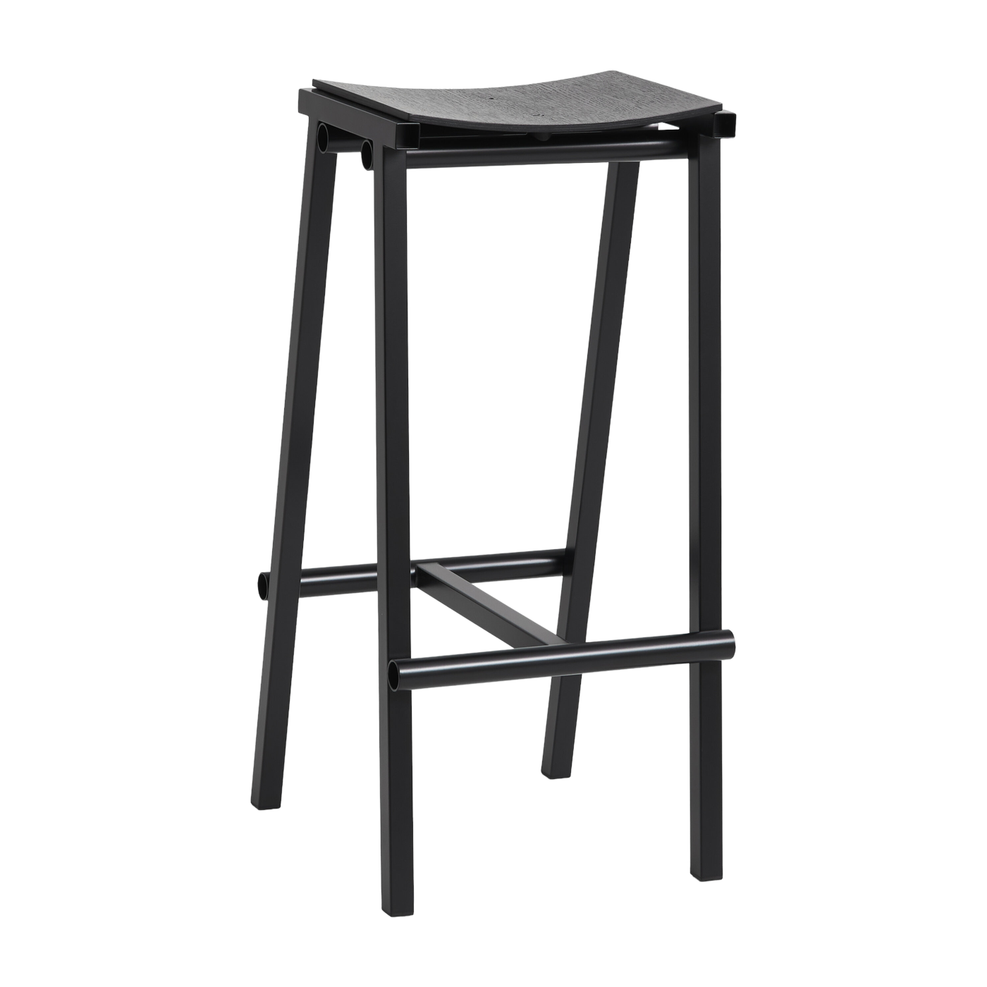 Barhocker aus schwarzem Eichenholz und schwarzem Stahl 75cm Tabourete 8 - -. Hay