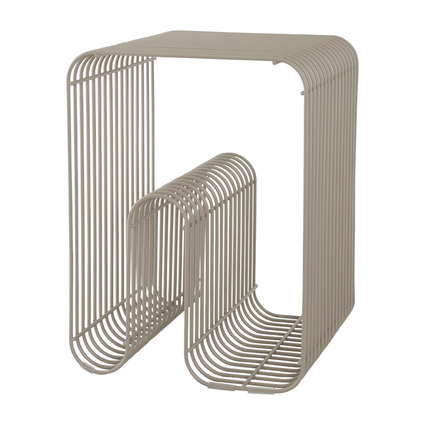 Stool and storage magazine steel taupe 32x43cm Curva - AYTM