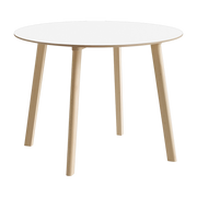Table à manger ronde en bois stratifié blanc perle et hêtre naturel 98x73cm CPH deux 220 2.0 - Hay