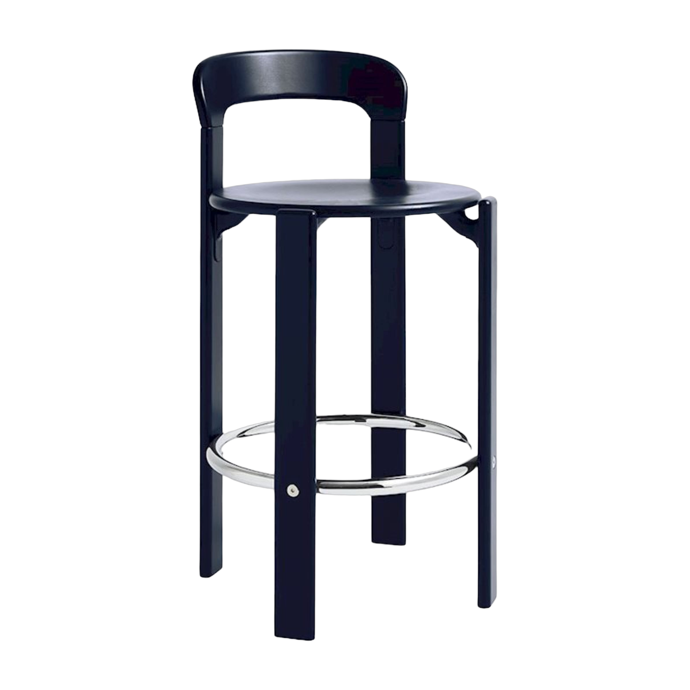 Chaise de bar en hêtre laqué bleu foncé 65cm Rey - Hay