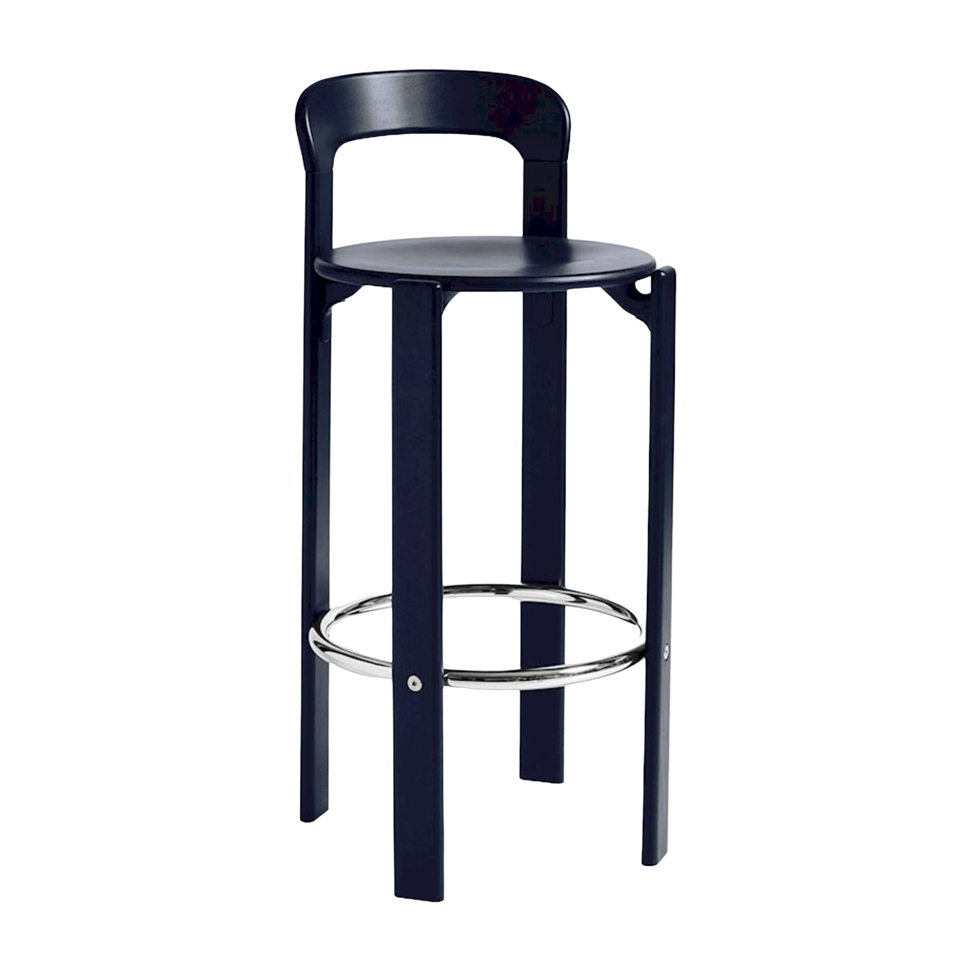 Chaise de bar en hêtre laqué bleu foncé 75cm Rey - Hay