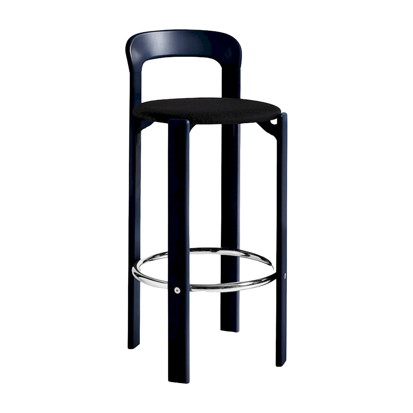 Chaise de bar en hêtre laqué bleu foncé et tissu d'assise steelcut 190 75cm Rey - Hay
