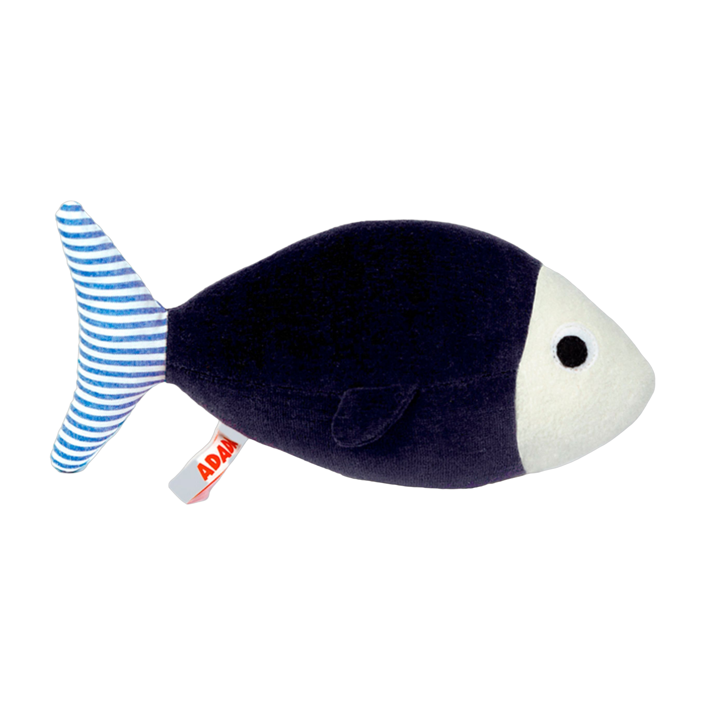 Peluche poisson bleu marine et imprimé rayé Elliot - Adada